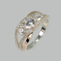 Серебряное кольцо с золотыми вставками