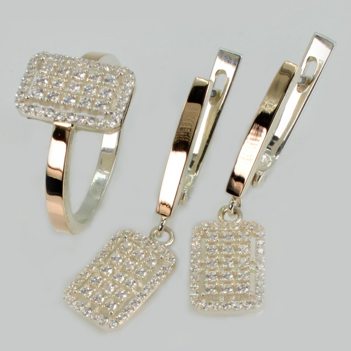 Серебряный набор с золотими пластинами (287)