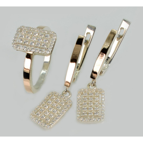 Серебряный набор с золотими пластинами