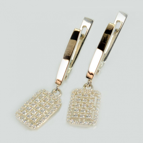 Серебряные серьги с золотыми пластинами