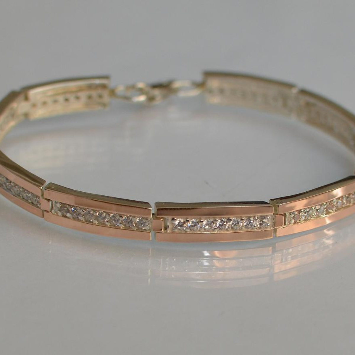 Серебряный браслет с золотыми напайками (Бр1)