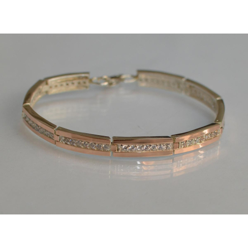 Серебряный браслет с золотыми напайками