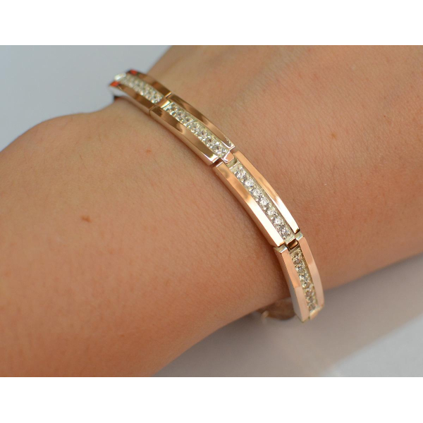 Серебряный браслет с золотыми напайками (Бр1)