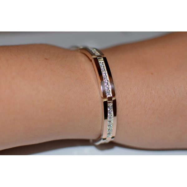 Серебряный браслет с золотыми напайками (Бр1)