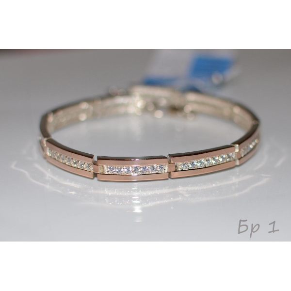 Серебряный браслет с золотыми напайками (Бр1)
