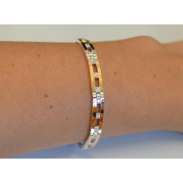 Серебряный браслет с золотыми вставками (Бр10)