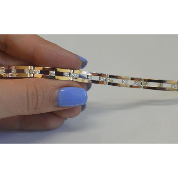 Серебряный браслет с золотыми вставками (Бр10)