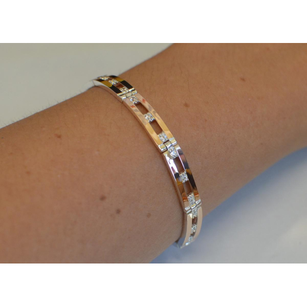 Серебряный браслет с золотыми вставками (Бр10)