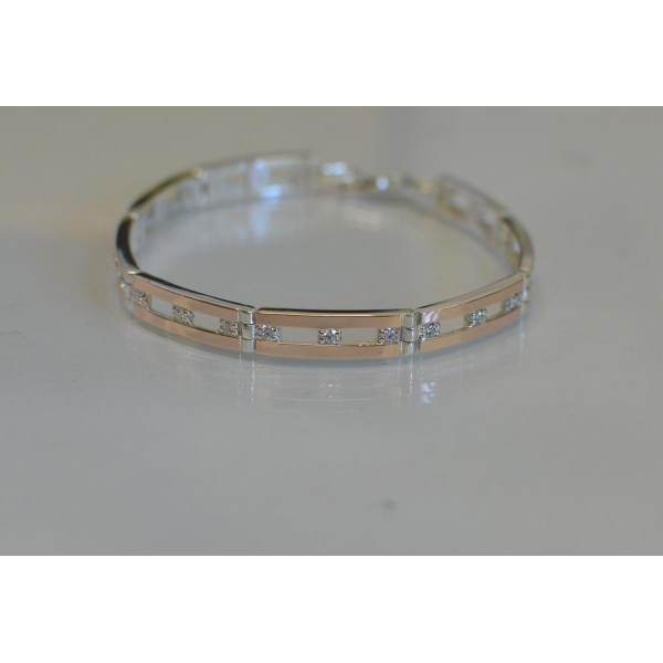 Серебряный браслет с золотыми вставками (Бр10)