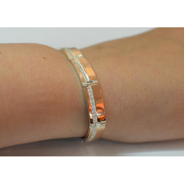 Серебряный браслет с золотыми вставками (Бр11)