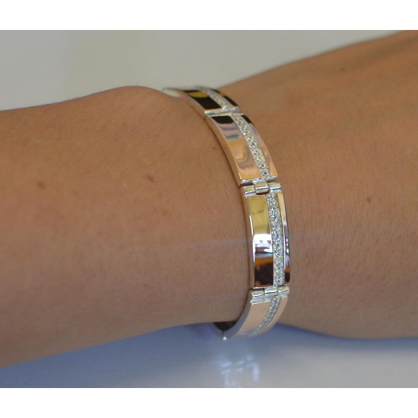 Серебряный браслет с золотыми вставками (Бр11)