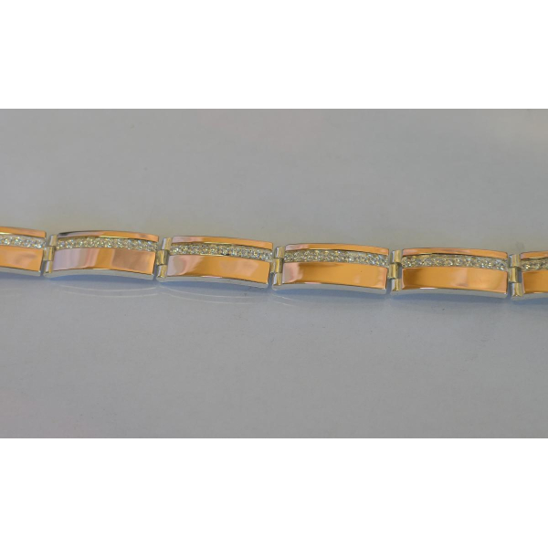 Серебряный браслет с золотыми вставками (Бр11)