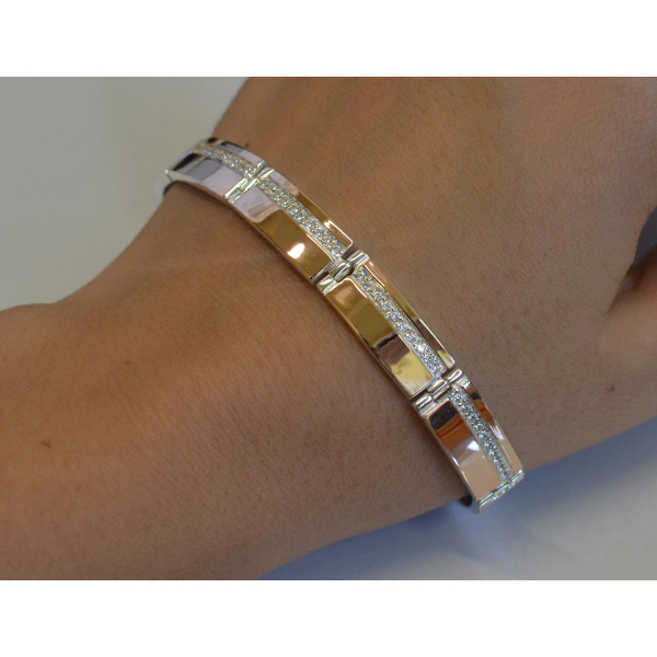 Серебряный браслет с золотыми вставками (Бр11)