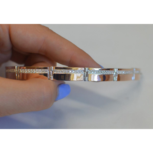 Серебряный браслет с золотыми вставками (Бр11)