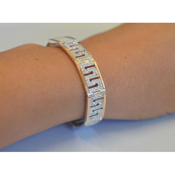 Серебряный браслет с золотыми пластинами (Бр12)