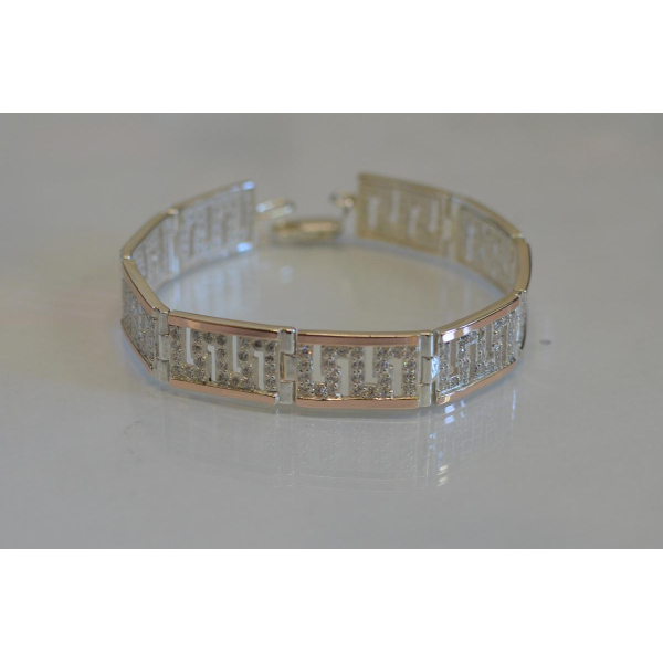 Серебряный браслет с золотыми пластинами (Бр12)