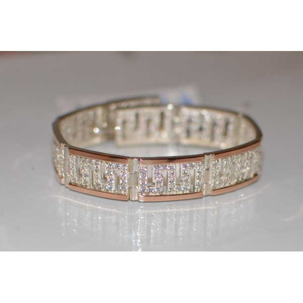 Серебряный браслет с золотыми пластинами (Бр12)