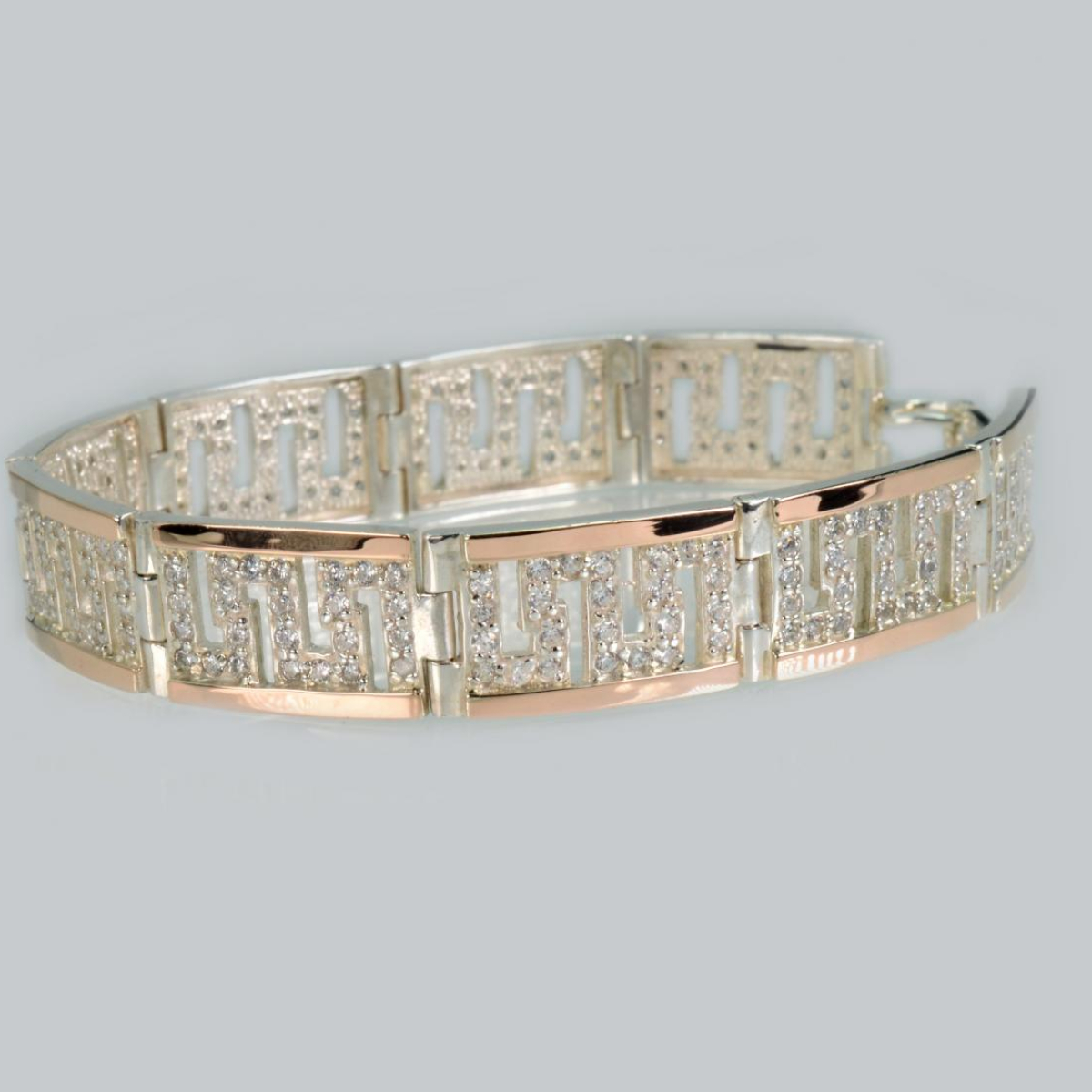 Серебряный браслет с золотыми пластинами (Бр12)