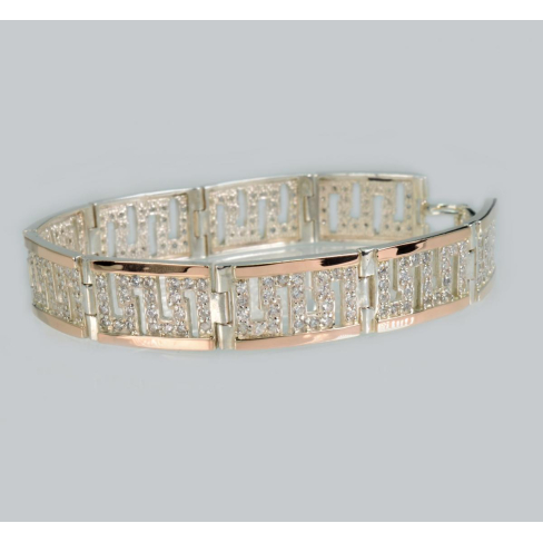 Серебряный браслет с золотыми пластинами