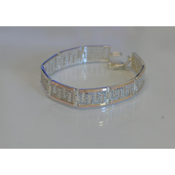 Серебряный браслет с золотыми пластинами (Бр12)