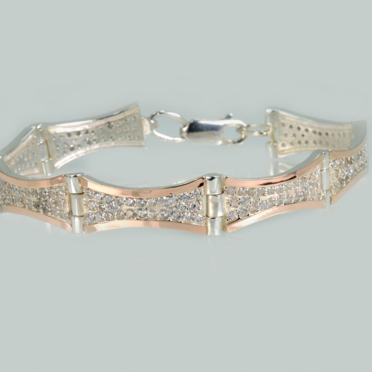 Серебряный браслет с золотыми напайками (Бр13)