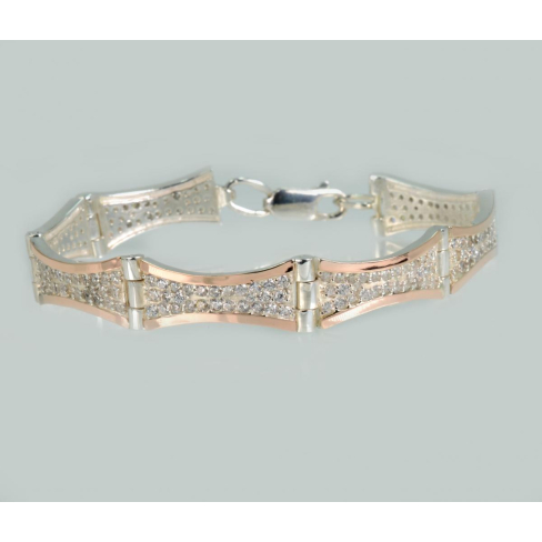 Срібний браслет з золотими напайками