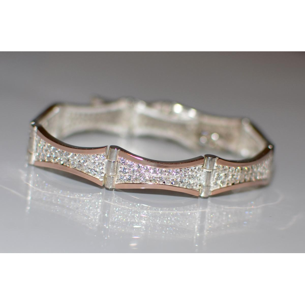 Серебряный браслет с золотыми напайками (Бр13)