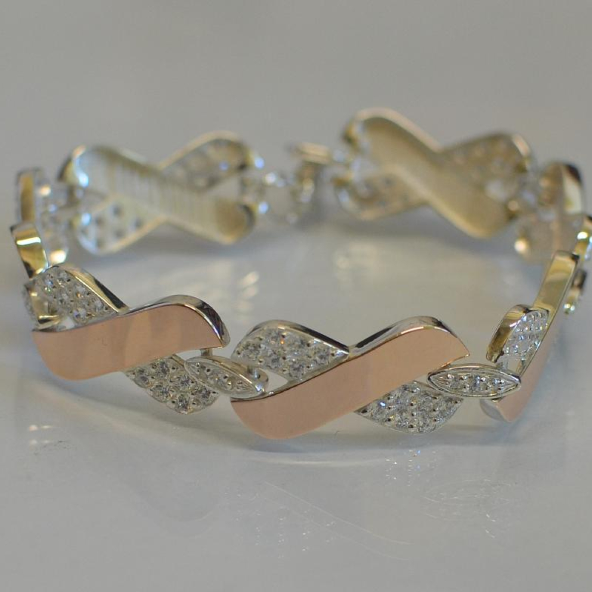 Серебряный браслет с накладками из золота (Бр14)