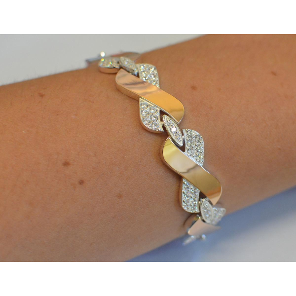 Серебряный браслет с накладками из золота (Бр14)