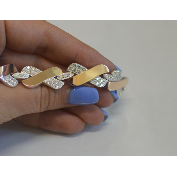 Серебряный браслет с накладками из золота (Бр14)