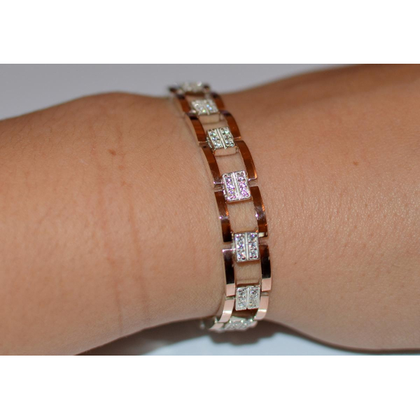 Серебряный браслет с золотыми пластинами (Бр15)