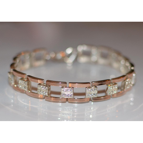 Серебряный браслет с золотыми пластинами (Бр15)