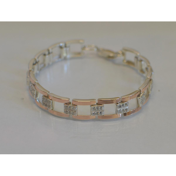 Серебряный браслет с золотыми пластинами (Бр15)