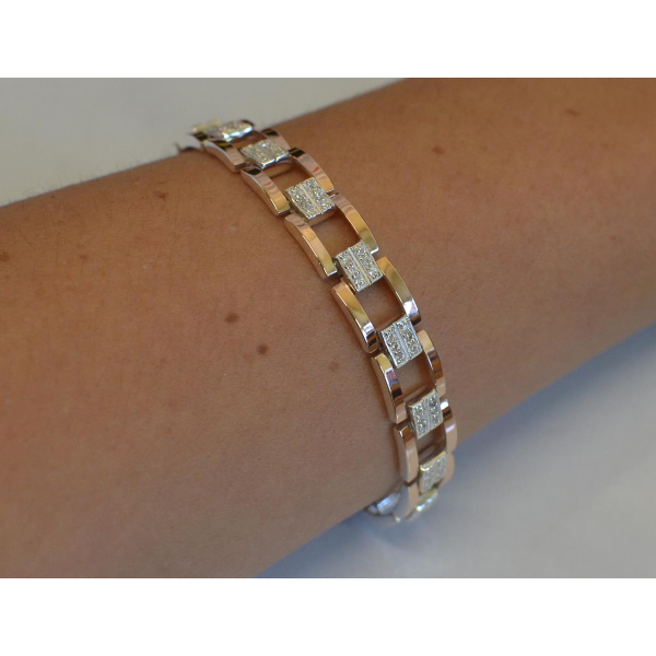 Серебряный браслет с золотыми пластинами (Бр15)