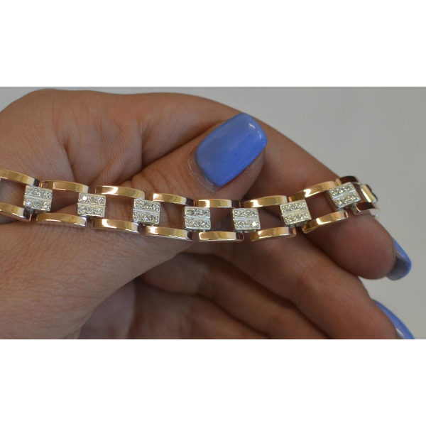 Серебряный браслет с золотыми пластинами (Бр15)