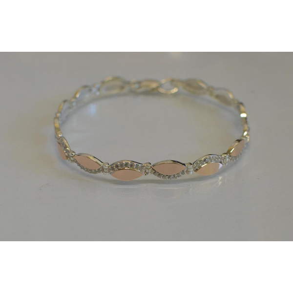 Серебряный браслет с золотыми накладками (Бр16)