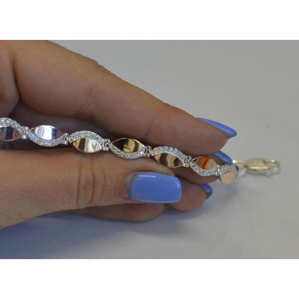 Серебряный браслет с золотыми накладками (Бр16)