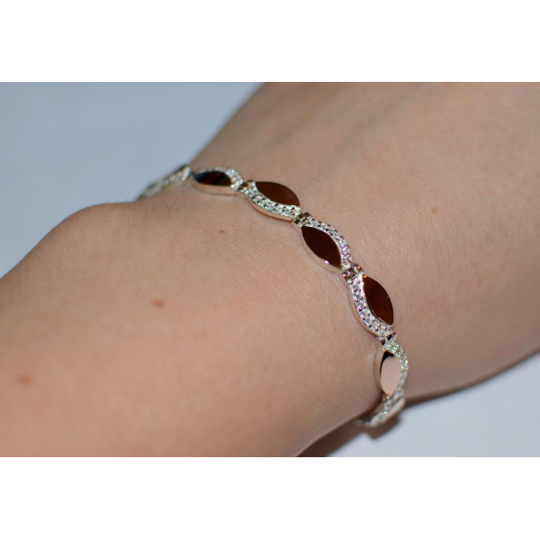 Серебряный браслет с золотыми накладками (Бр16)