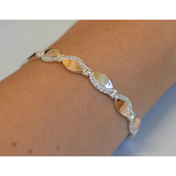 Серебряный браслет с золотыми накладками (Бр16)