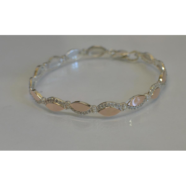 Серебряный браслет с золотыми накладками (Бр16)