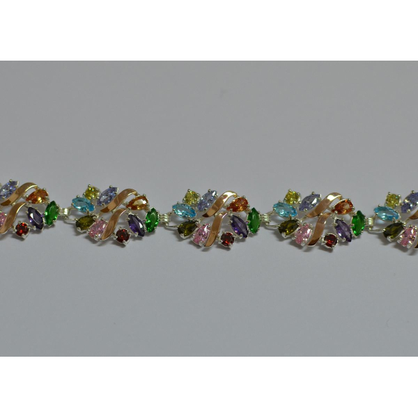 Серебряный браслет с золотыми вставками (Бр18)