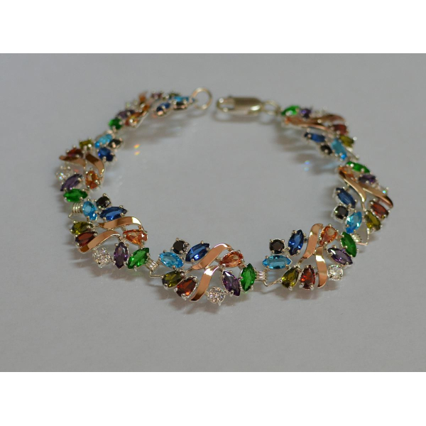 Серебряный браслет с золотыми вставками (Бр18)