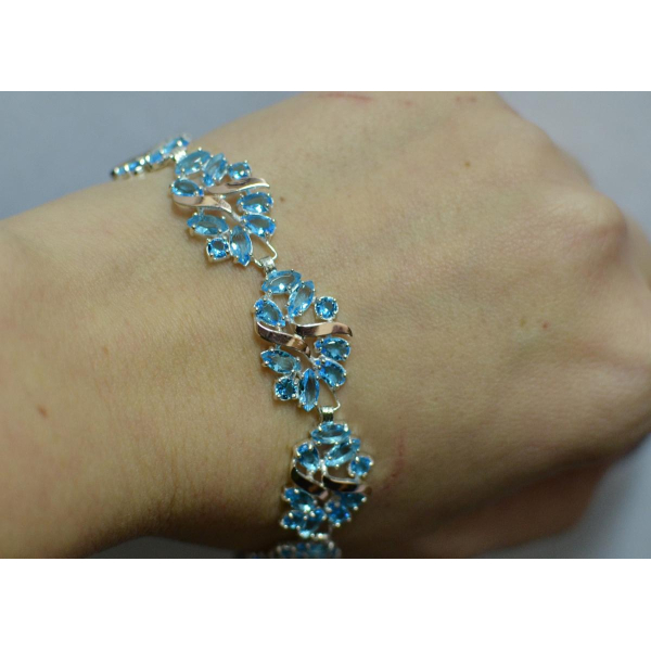 Серебряный браслет с золотыми вставками (Бр18)