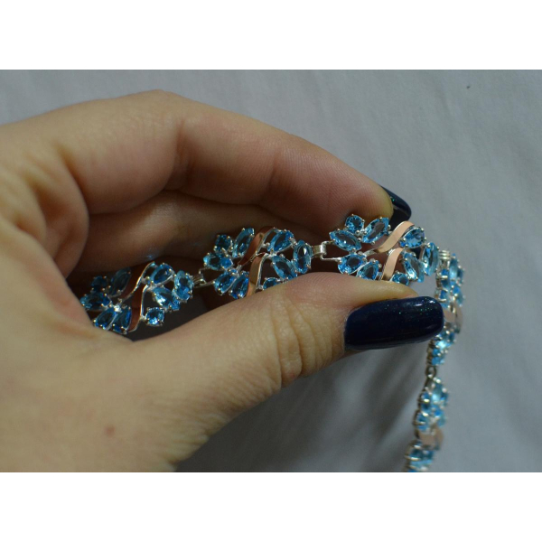 Серебряный браслет с золотыми вставками (Бр18)