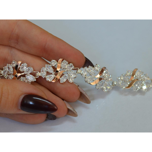 Серебряный браслет с золотыми вставками (Бр18)