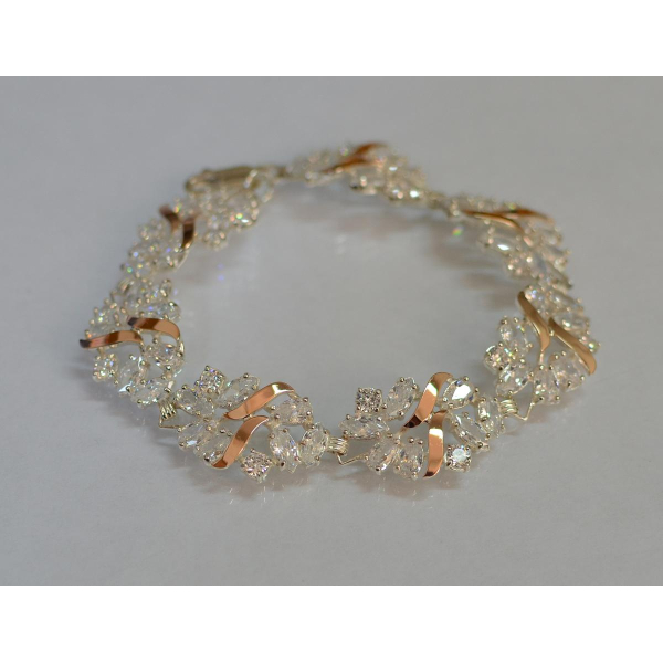 Серебряный браслет с золотыми вставками (Бр18)