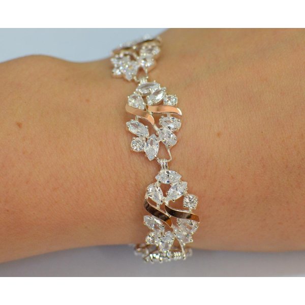 Серебряный браслет с золотыми вставками (Бр18)