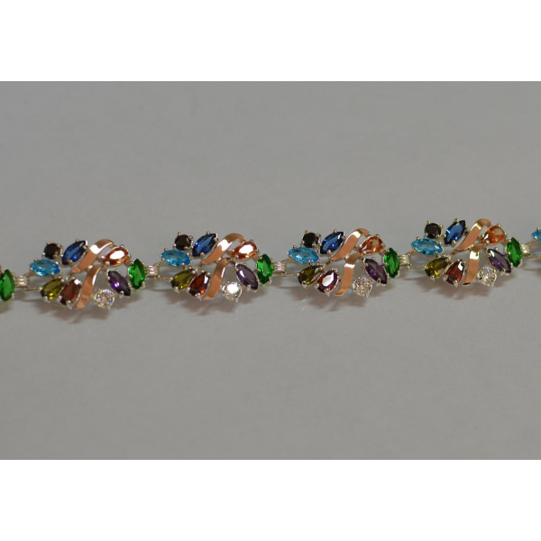 Серебряный браслет с золотыми вставками (Бр18)