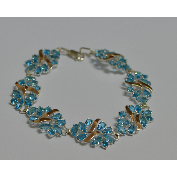 Серебряный браслет с золотыми вставками (Бр18)