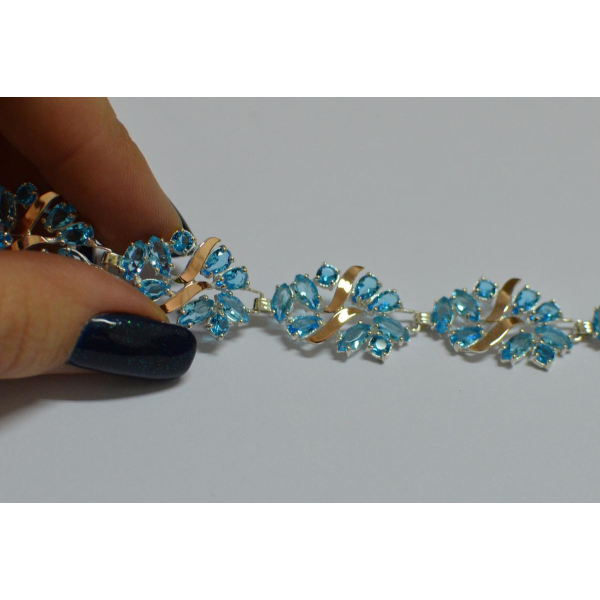 Серебряный браслет с золотыми вставками (Бр18)